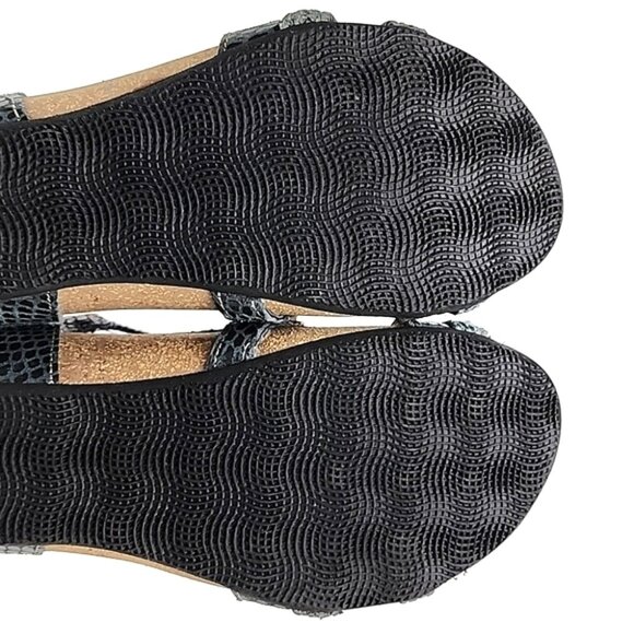 Taos Sandal Strappy Grey Leather Braided Low Cork Wedge Sole Size 7- 7.5 - Picture 13 of 16